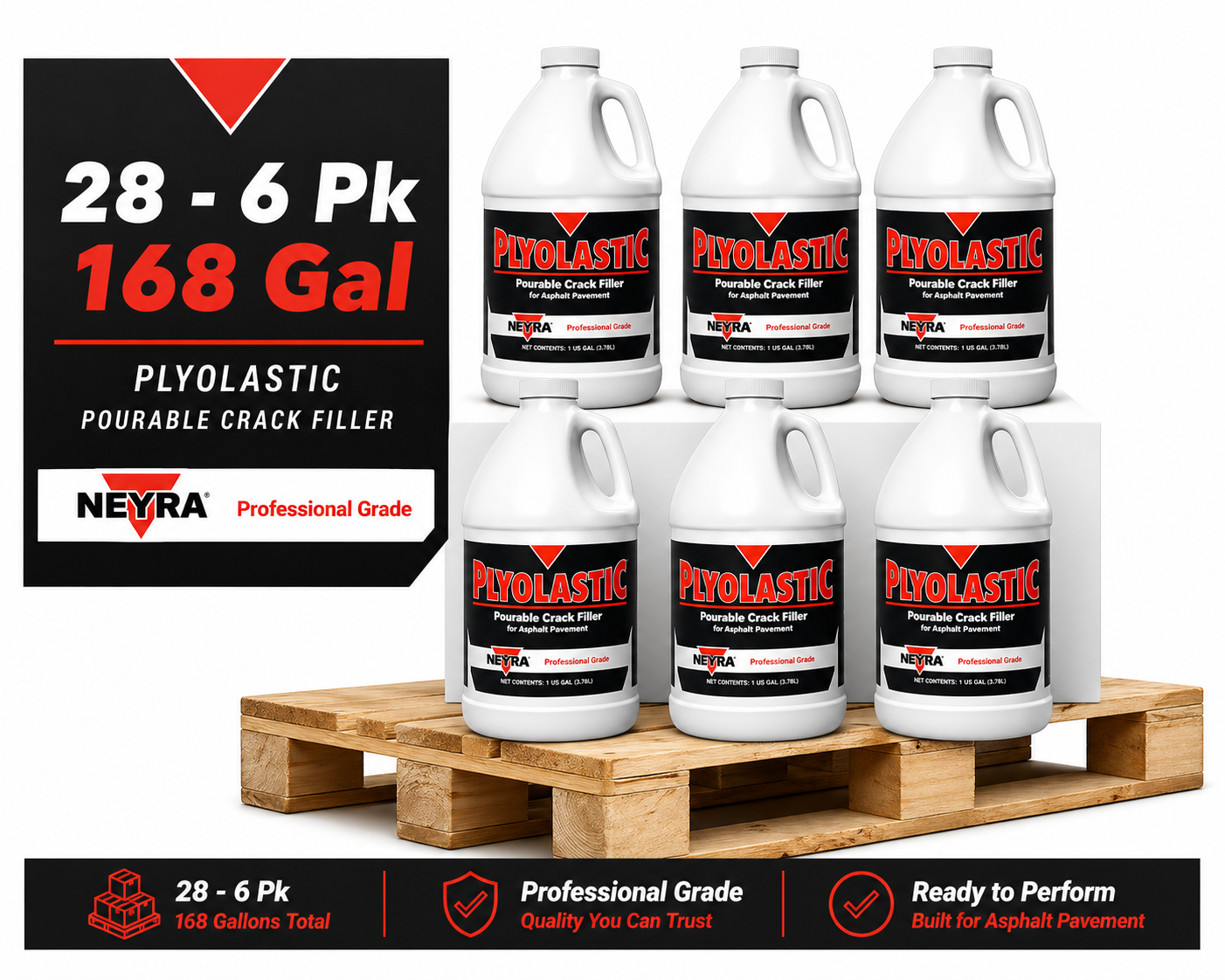 Plyolastic – Pourable Crack Filler Pallet (168) 1 Gal Jugs