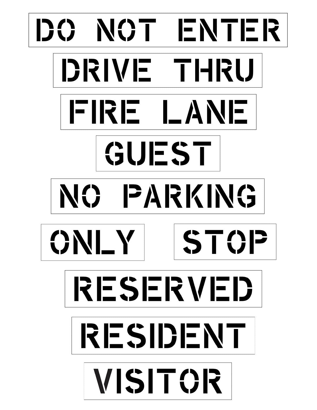 Parking Lot Word Stencils